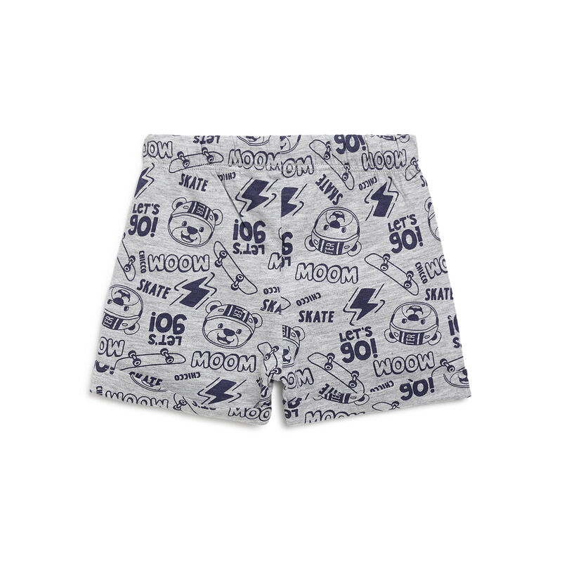 Boys Light Grey Printed 2 Pc Set T-shirt with Short Trouser image number null